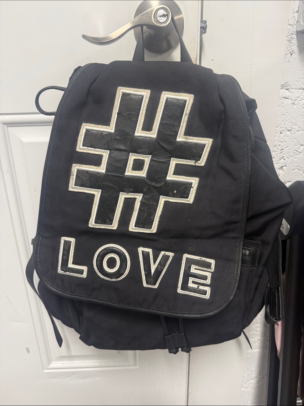 PORTS 'LOVE' Canvas Backpack - Inside Excellent Condition - Black